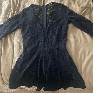Midnight Blue Lace Romper